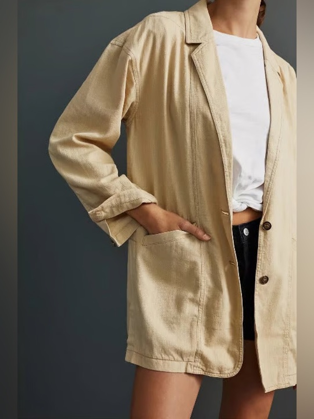 Anthropologie Pilcro Beige Lightweight Women's Blazer Jacket - XS Oversized
